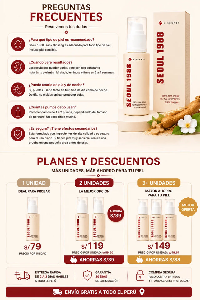Seoul 1988 Retinal Serum:💖 Luce una Piel Más Joven, Firme y Radiante Todos los Días✨