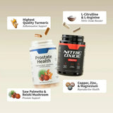 Nitric Oxide Booster™ + Prostate Health en pack 2x1: con Saw Palmetto 🌴, Hongos medicinales, Licopeno, L-Arginina ⚡ y Beta-Alanina 🔥