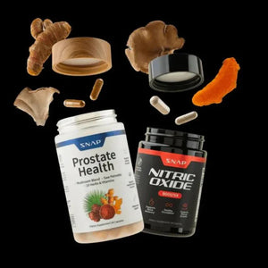 Nitric Oxide Booster™ + Prostate Health en pack 2x1: con Saw Palmetto 🌴, Hongos medicinales, Licopeno, L-Arginina ⚡ y Beta-Alanina 🔥