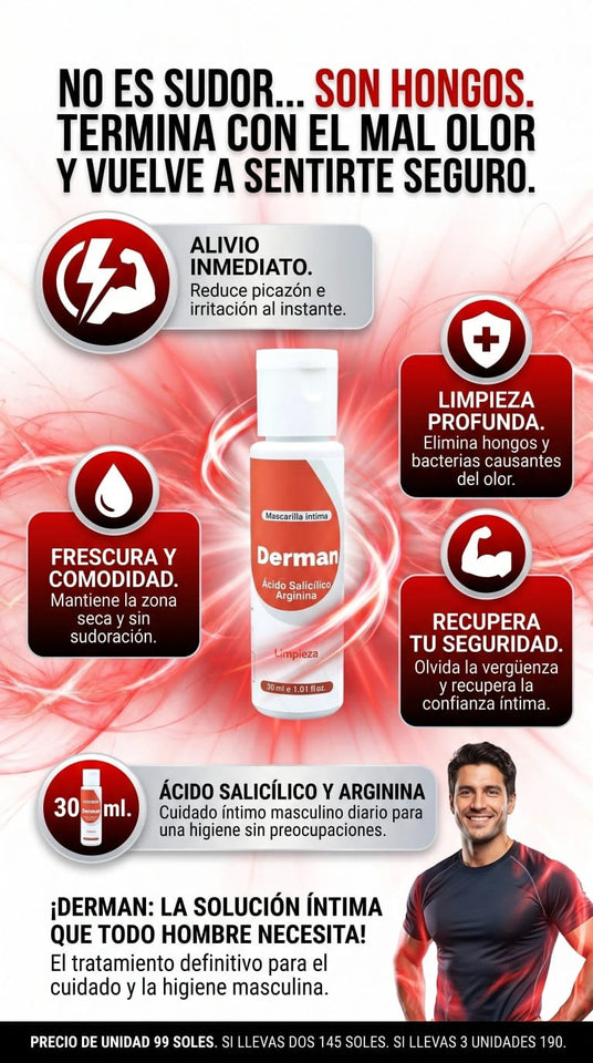 💪 DERMALMAN – Ayuda a Combatir la Picazón, la Humedad y el Mal Olor