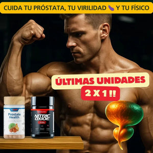 Nitric Oxide Booster™ + Prostate Health en pack 2x1: con Saw Palmetto 🌴, Hongos medicinales, Licopeno, L-Arginina ⚡ y Beta-Alanina 🔥
