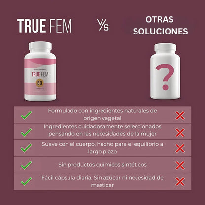 True Fem 13 en 1 – El Suplemento Natural que Equilibra Tus Hormonas y Potencia Tu Belleza Femenina desde Adentro