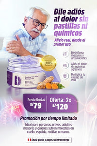 DILE ADIOS A LOS DOLORES SIN QUIMICOS QUE DAÑAN TU ORGANIZMO -CREMA PARA EL DOLOR DE LAS ARTICULACIONES