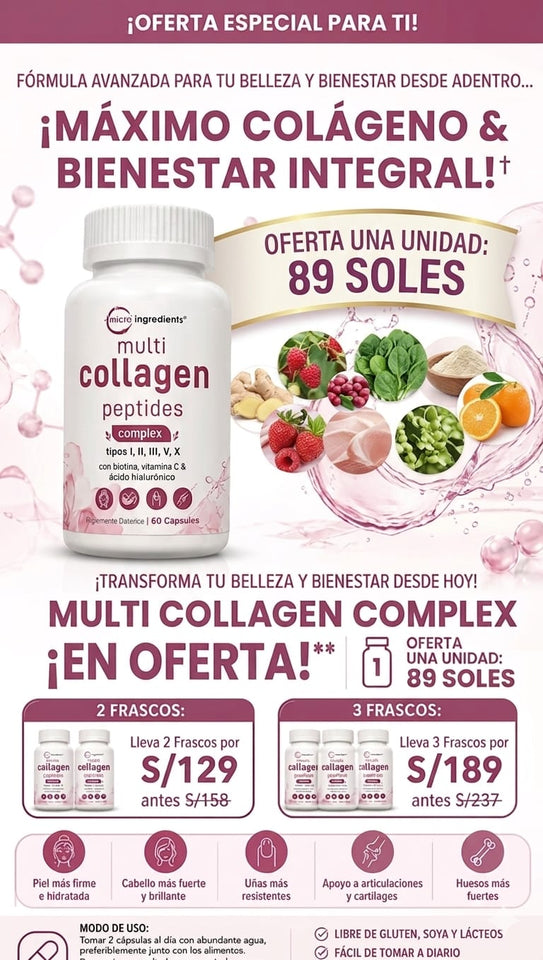 MULTI COLAGENO PEPTIDES -PREMIUN-REJUVENECE DE ADENTRO HACIA AFUERA