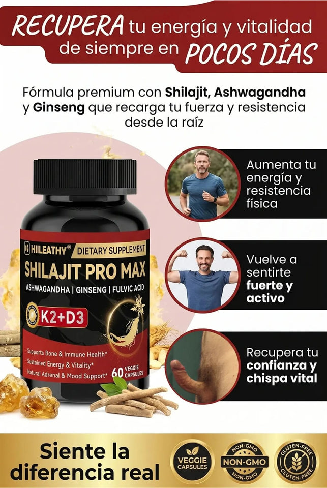 🔥 SHILAJIT PRO MAX – ENERGÍA, FUERZA Y VITALIDAD MASCULINA