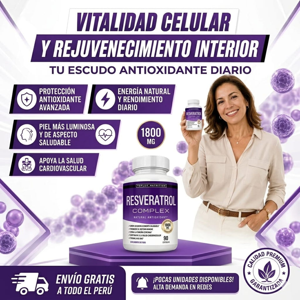 ✅ Resveratrol Complex – Potente antioxidante para apoyar tu salud celular y cardiovascular✨