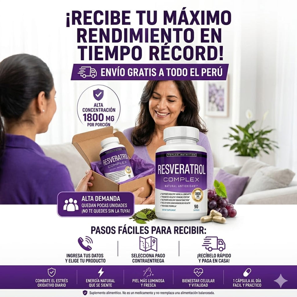 ✅ Resveratrol Complex – Potente antioxidante para apoyar tu salud celular y cardiovascular✨