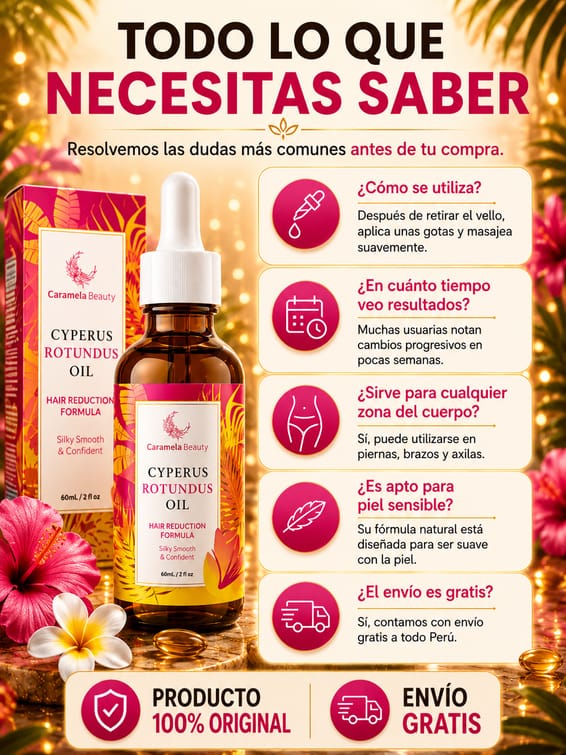 🌿 Aceite de Ciperus Rotundus – Reduce el Crecimiento del Vello de Forma Natural
