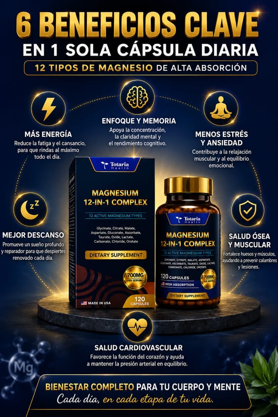 🔥 MAGNESIO 12 EN 1 PREMIUM (120 Cápsulas Original) 🧲