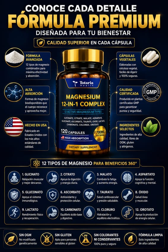🔥 MAGNESIO 12 EN 1 PREMIUM (120 Cápsulas Original) 🧲