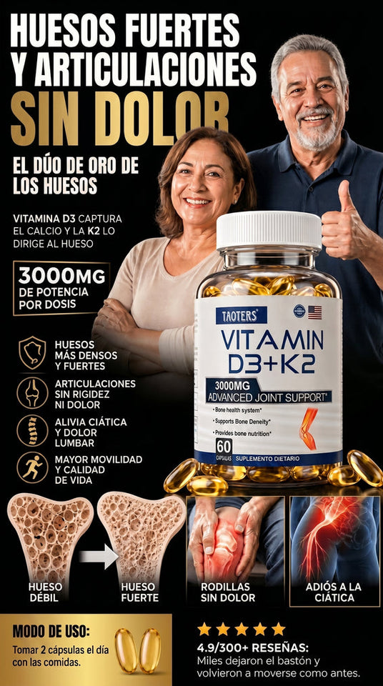 Vitamina D3 + K2 3000 MG | Soporte Avanzado para Huesos y Articulaciones