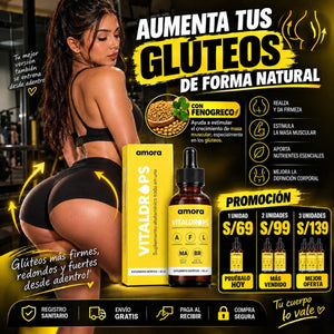 🍑 **VITALDROPS Advanced Formula 60 ml | Fórmula Botánica para Realzar TUS GLUTEOS Y CADERAS y Cuidar tu Figura** 💛✨