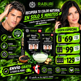 🖤 Shampoo Cubre Canas Raburi – Cabello Oscuro en 5 Minutos para Hombres y Mujeres
